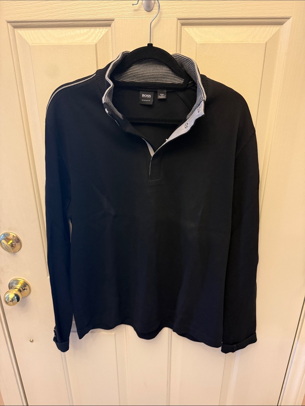 BOSS Black Long-Sleeve Quarter-Zip with Contrast Collar